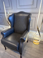 Sherborne Kensington Fireside Wing Chair High Seat & Dark Queen Anne Legs