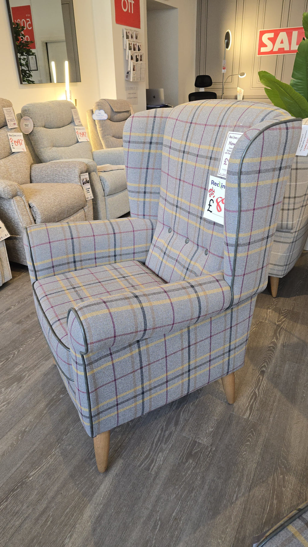 Vale Bridgecraft Self Piped Petite Wing Chair with Plain Back (With Footstool Option)