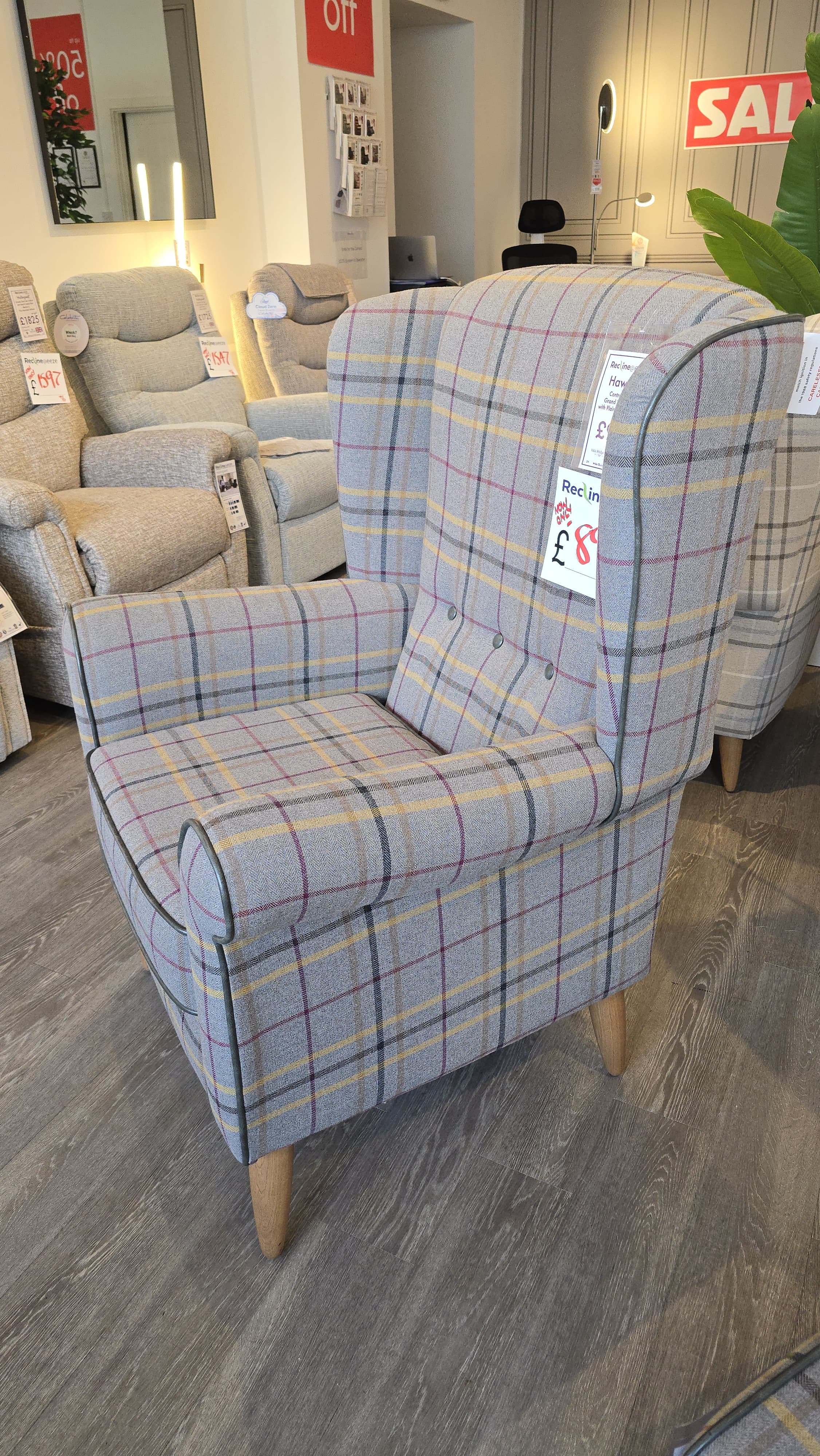Vale Bridgecraft Self Piped Petite Wing Chair with Plain Back (With Footstool Option)