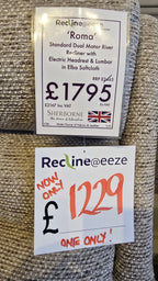 Sherborne Roma Standard Dual Motor Riser Recliner with Electric Headrest & Lumbar in Elba Softcloth