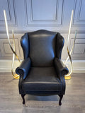 Sherborne Kensington Fireside Wing Chair High Seat & Dark Queen Anne Legs