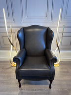 Sherborne Kensington Fireside Wing Chair High Seat & Dark Queen Anne Legs