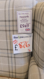 Vale Bridgecraft Haworth Self Piped Petite Wing Chair with Plain Back