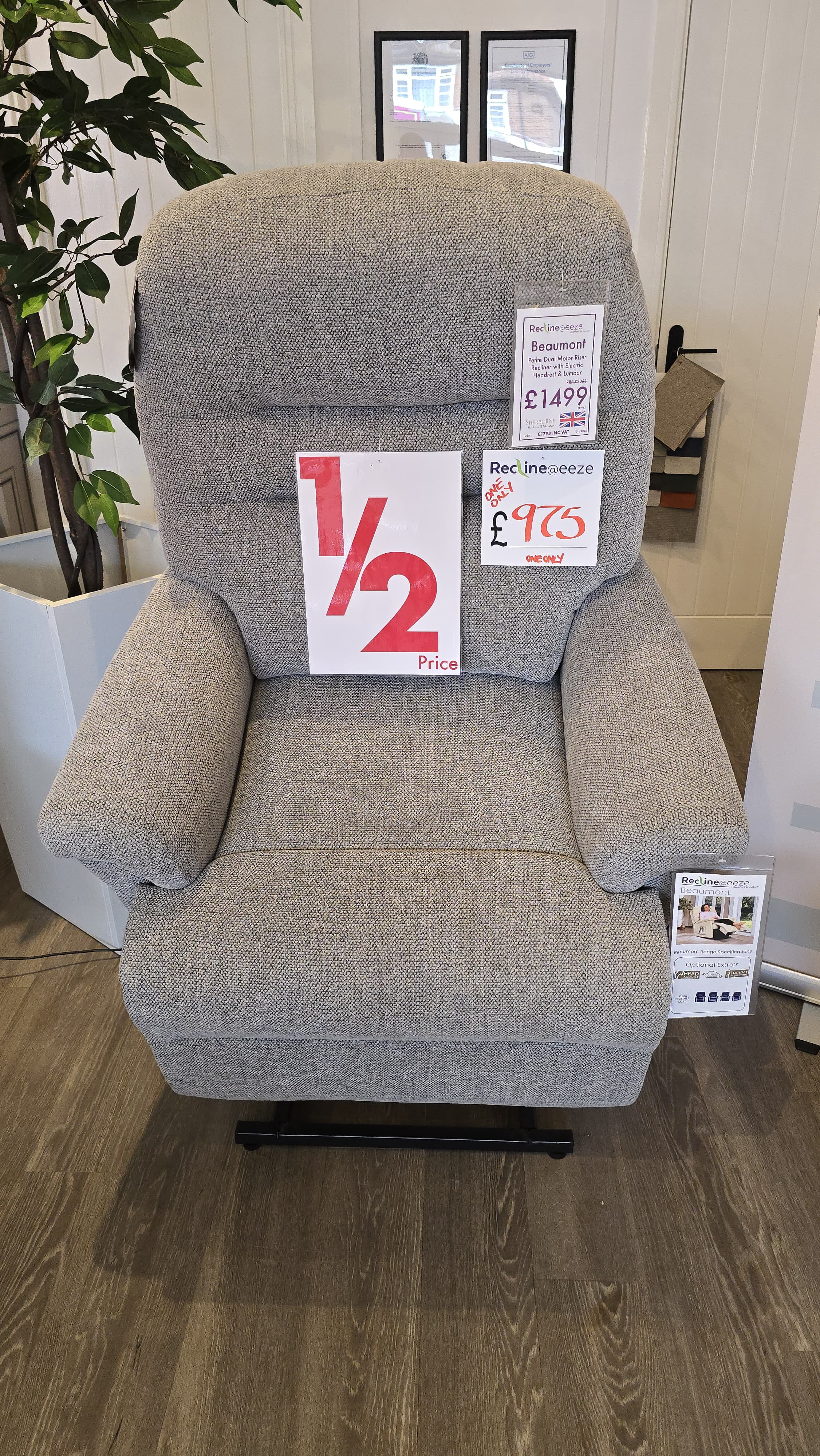 Sherborne Baumont Petite Dual Motor Riser Recliner with Electric Headrest & Lumbar