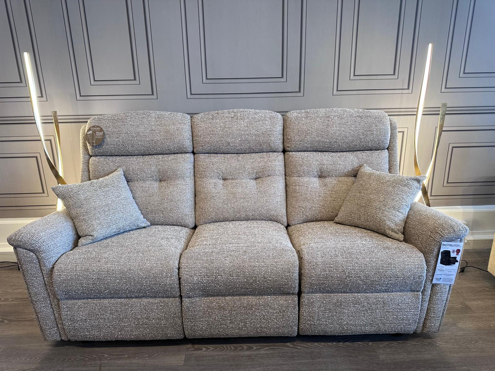 Sherborne Roma Standard Rechargable Reclining 3 Seater with Electric Headrest