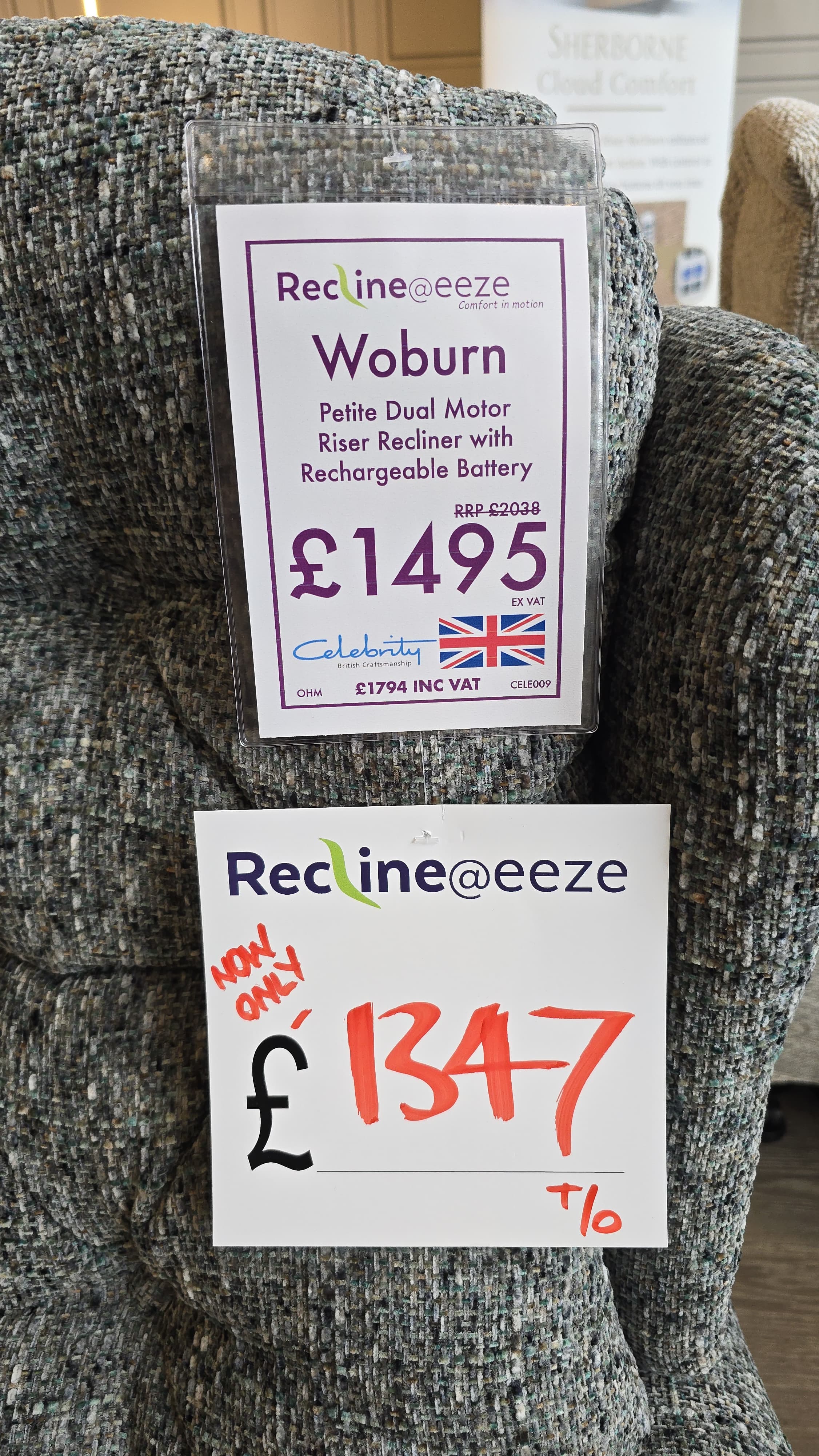 Celebrity Woburn Petite Dual Motor Riser Recliner with Rechargeable Battery