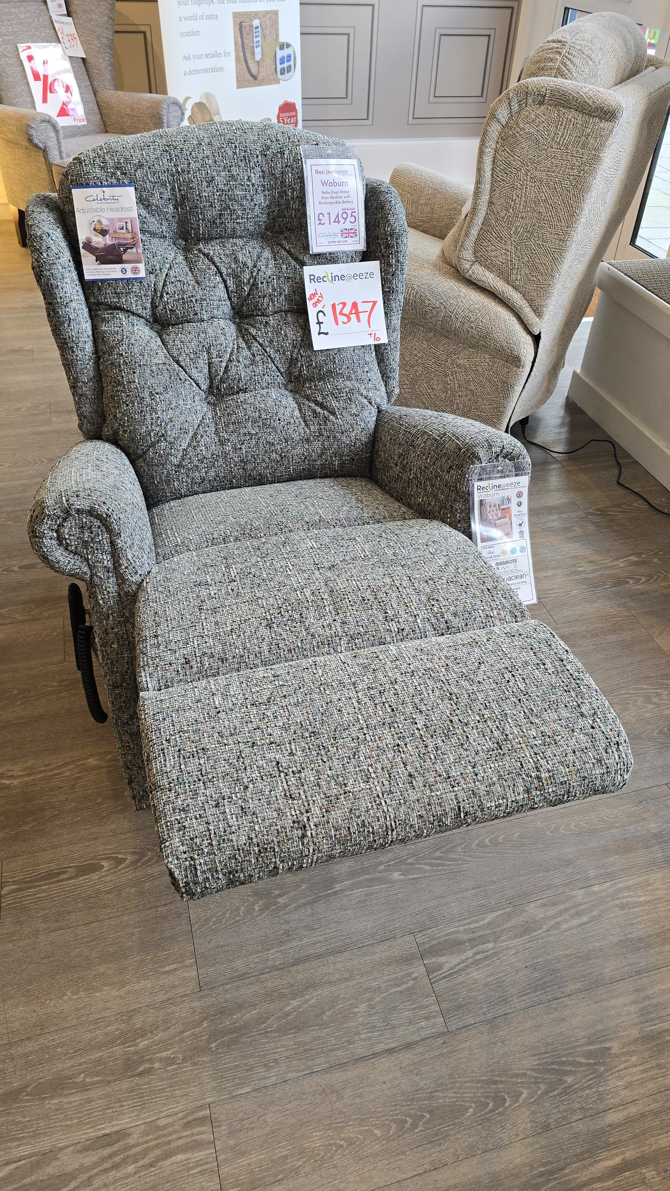 Celebrity Woburn Petite Dual Motor Riser Recliner with Rechargeable Battery