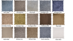 Color swatches of fabric textures with labels on a white background