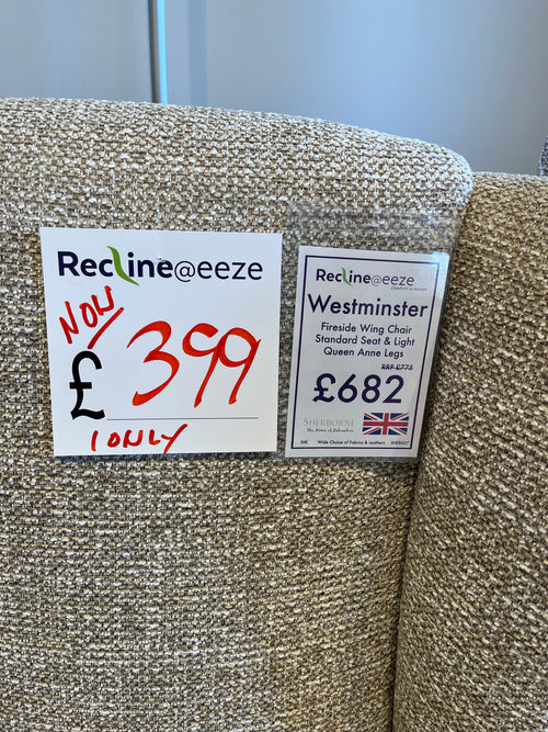 1 Only To Clear! - Sherborne Westminster Fireside Wing Chair Standard & Light Queen Anne Legs
