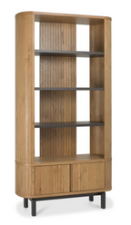 Wooden display unit with 'Vega Rustic Oak & Peppercorn' design on a website page.