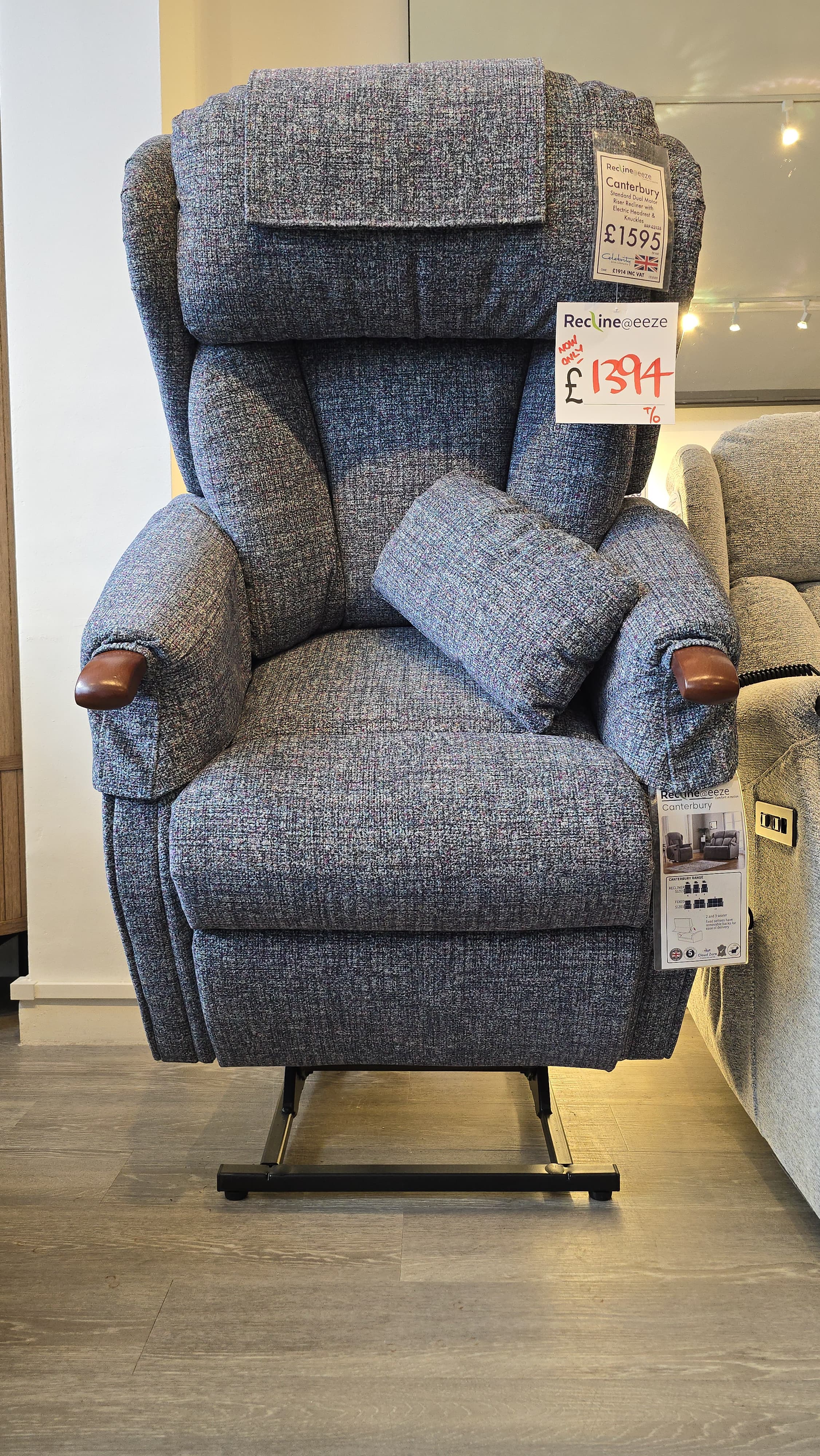 Celebrity Canterbury Standard Dual Motor Riser Recliner with Electric Headrest & Knuckles