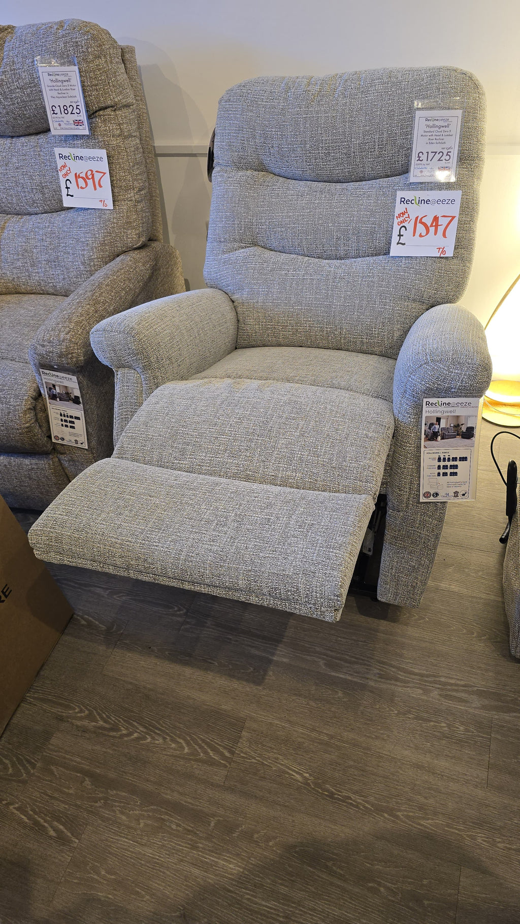 Celebrity Hollingwell Standard Cloud Zero 5 Motor with Head & Lumbar Riser Recliner in Eden SoftCloth