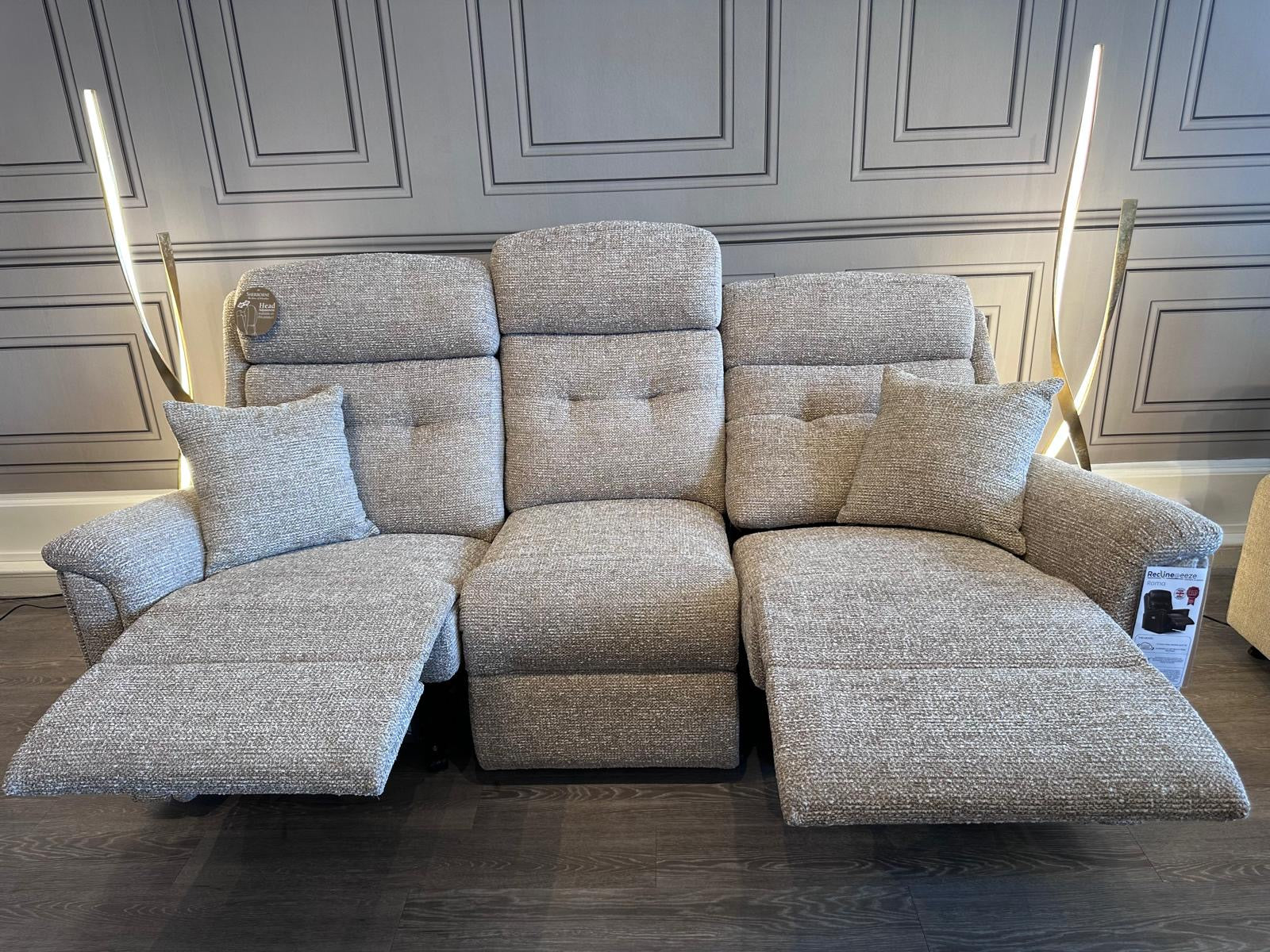 Sherborne Roma Standard Rechargable Reclining 3 Seater with Electric Headrest