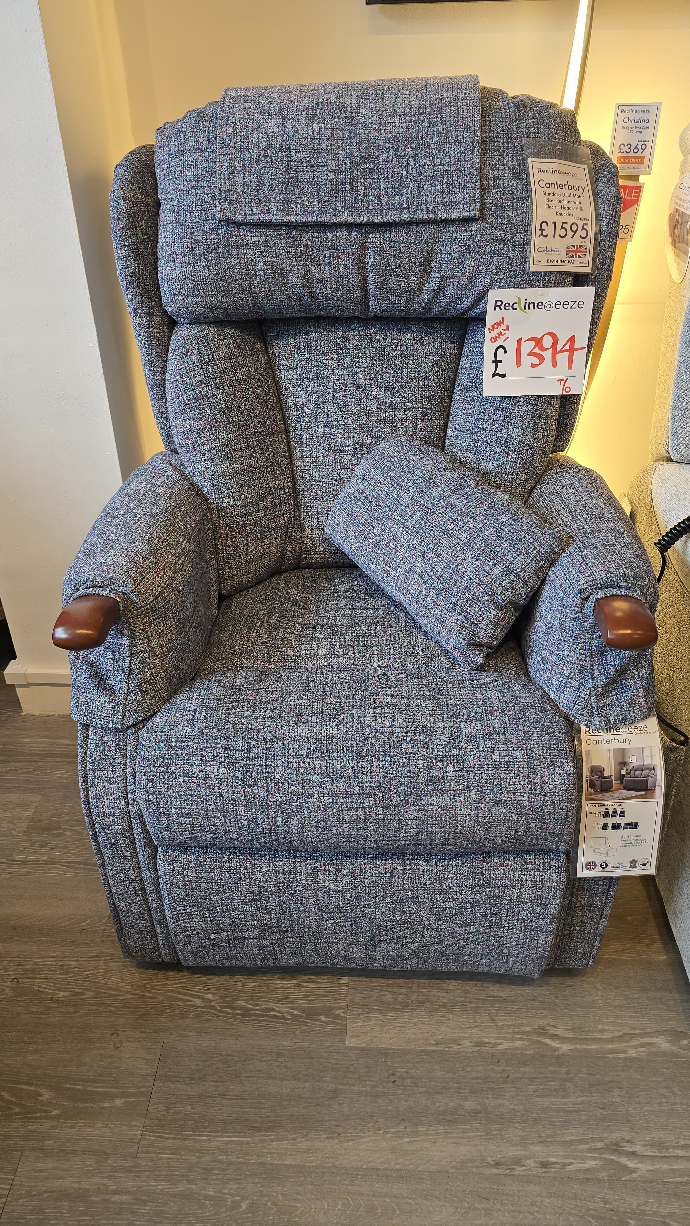 Celebrity Canterbury Standard Dual Motor Riser Recliner with Electric Headrest & Knuckles