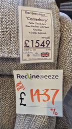 Celebrity Canterbury Petite Cloud Zero Riser Recliner with Teak Knuckles in Dalby Softcloth