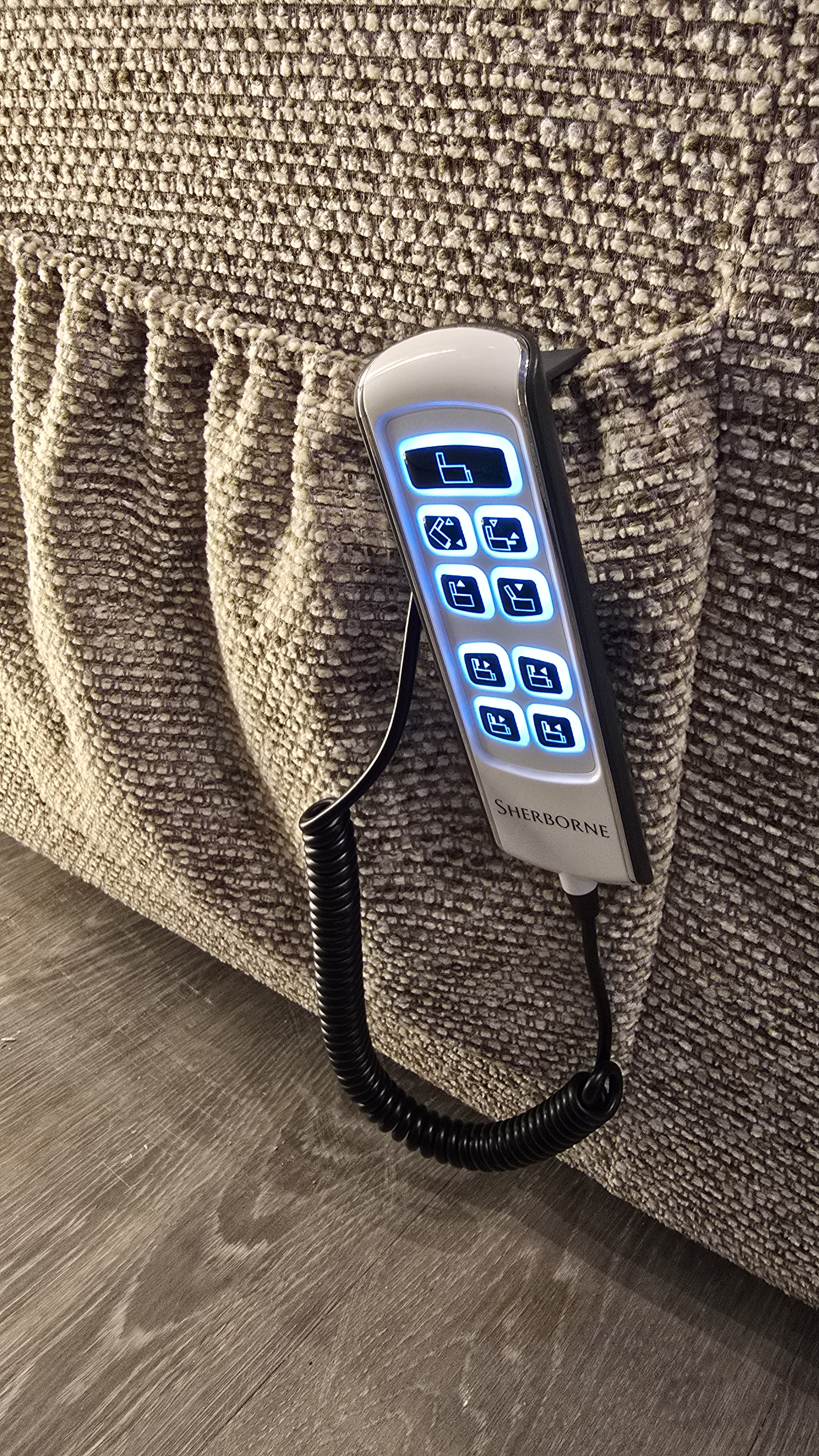 Sherborne Roma Standard Dual Motor Riser Recliner with Electric Headrest & Lumbar in Elba Softcloth